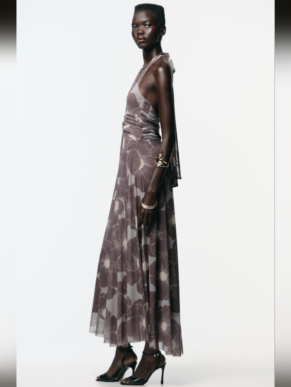 Zara Floral Halter Maxi Dress- S - Picture 5 of 9